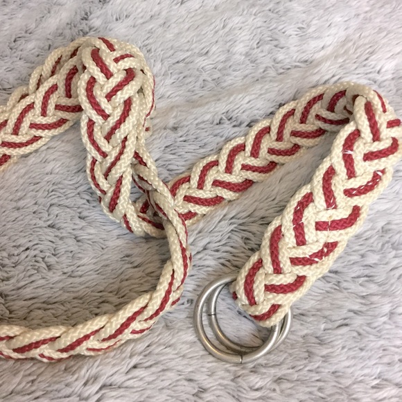 J. Crew braided nautical rope belt red & cream S/M - Picture 10 of 14